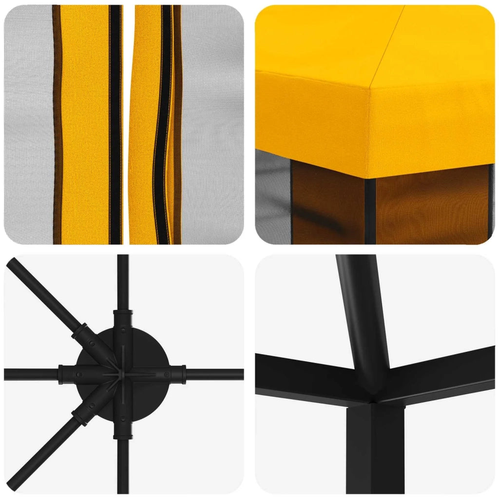 Gazebo con pareti laterali 6 x 3 m Giallo Poliestere e Acciaio 3376026