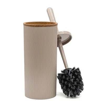 Set accessori bagno tortora cannettato con finitura effetto legno 5 pezzi Blob
