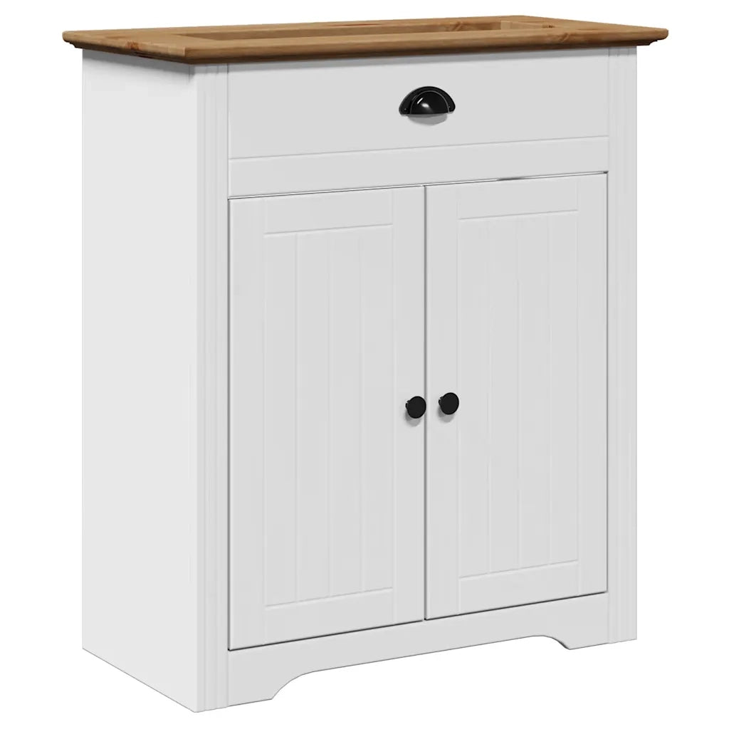 Mobile Lavabo da Bagno-Armadietto da bagno BODO Bianco e Marrone 70x35x80 cm
