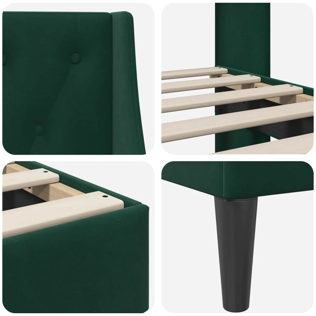 Struttura del letto-Giroletto Verde Scuro 140 x 200 cm Velluto 519091
