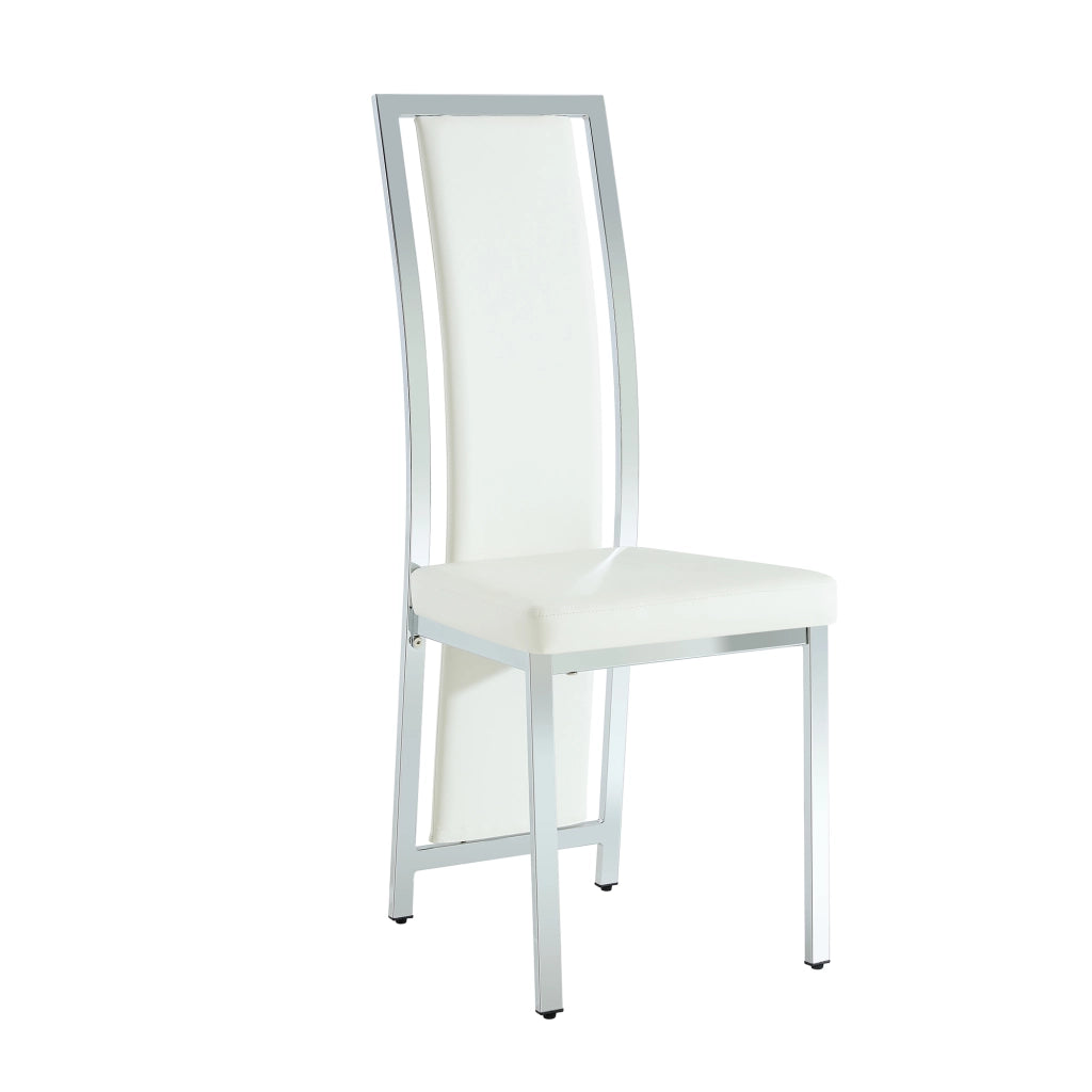 Sedia da pranzo; set da 4. schienale curvo; struttura in metallo; pelle pu; bianco argento 109 cm