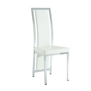 Sedia da pranzo; set da 4. schienale curvo; struttura in metallo; pelle pu; bianco argento 109 cm