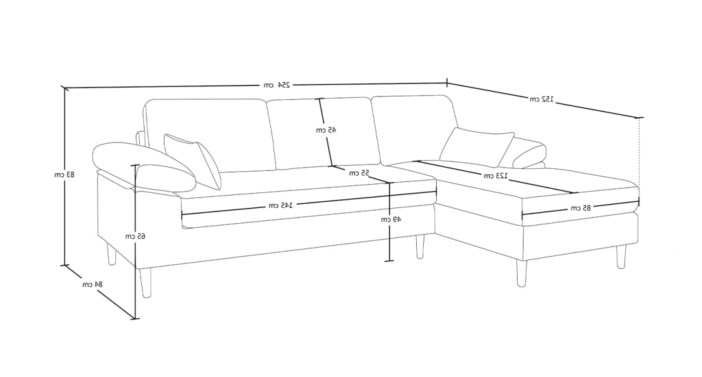 Divano angolare 3 posti con chaise longue destra - Washington - DI-WA38FBC-CLDX