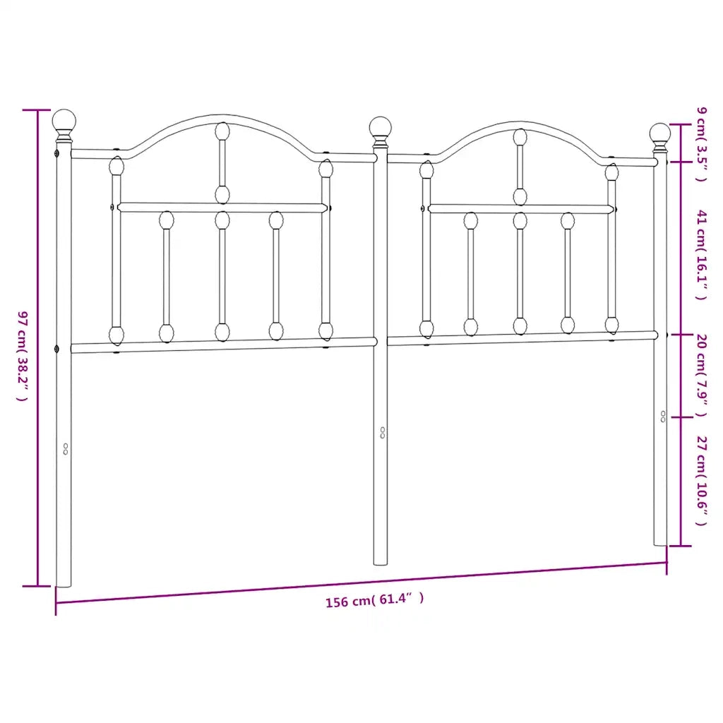Testiera di Ricambio in Metallo Nero 150 cm 353473