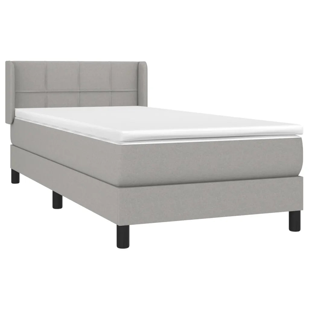 Letto singolo | Letto per adulti | Giroletto a Molle con Materasso Grigio Chiaro 90x200 cm Tessuto