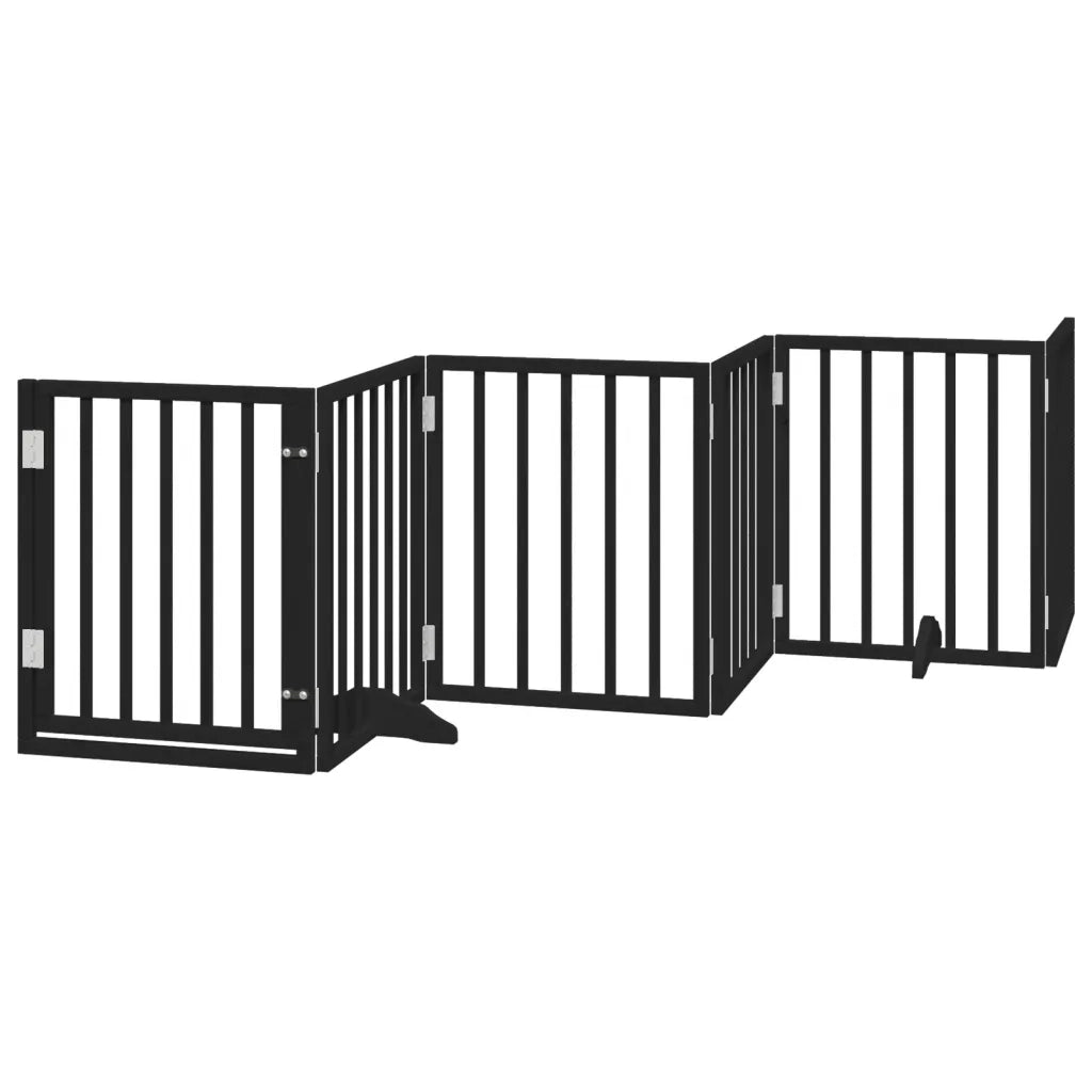 Cancello per Cani Porta Pieghevole Nero 6 Pannelli 300cm Pioppo 352189
