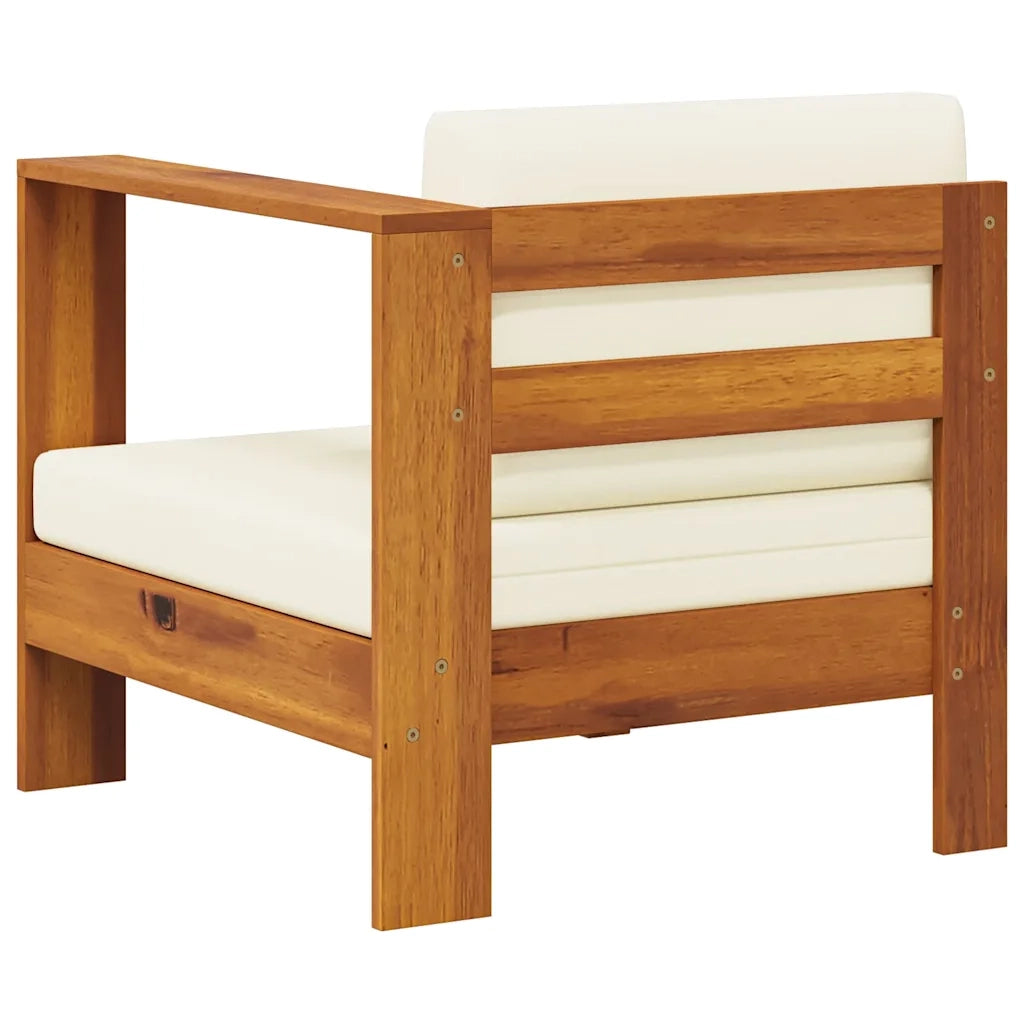 Divano Centrale con 1 Bracciolo-Sofa Modulare-Divanetto Bianco Crema Massello d'Acacia 562995