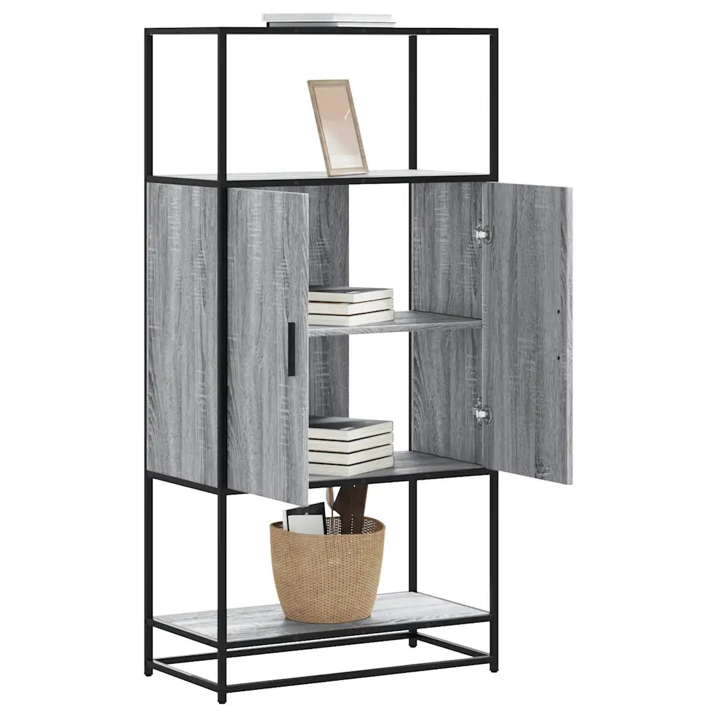 Credenza | Madia | Buffet da pranzo | Armadio da pranzo Grigio Sonoma 68x35x139 cm Legno Multistrato Metallo