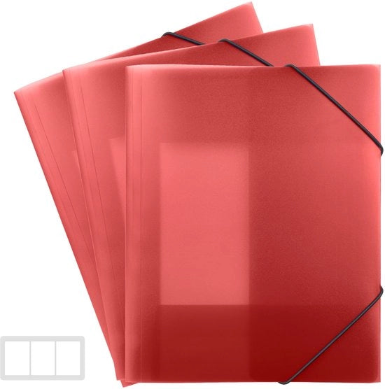Map a4, set da 3, cartellino con cerniera elastica, materiale pp, robusto e duraturo, documenti