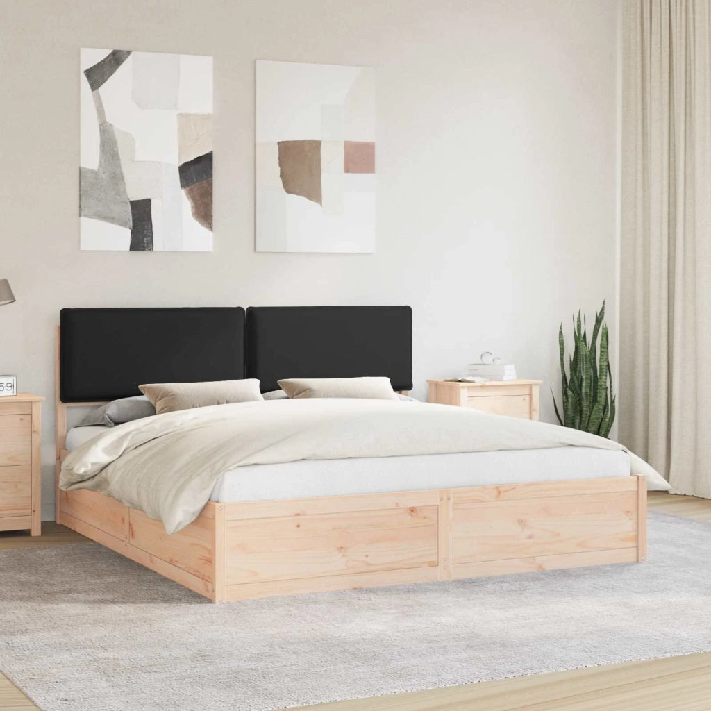Letto con Testiera Rivestita-Struttura Letto con Testiera Nero 180 x 200 cm Pino massello 451893