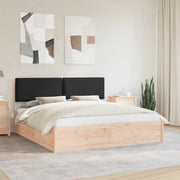 Letto con Testiera Rivestita-Struttura Letto con Testiera Nero 180 x 200 cm Pino massello 451893