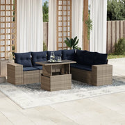 Set Divani da Giardino 7 pz con Cuscini Grigio in Polyrattan 3269191