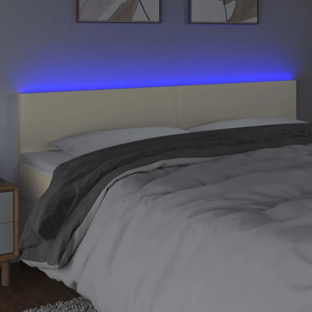 Testiera | Testata Crema a LED 200x5x78/88 cm in Similpelle