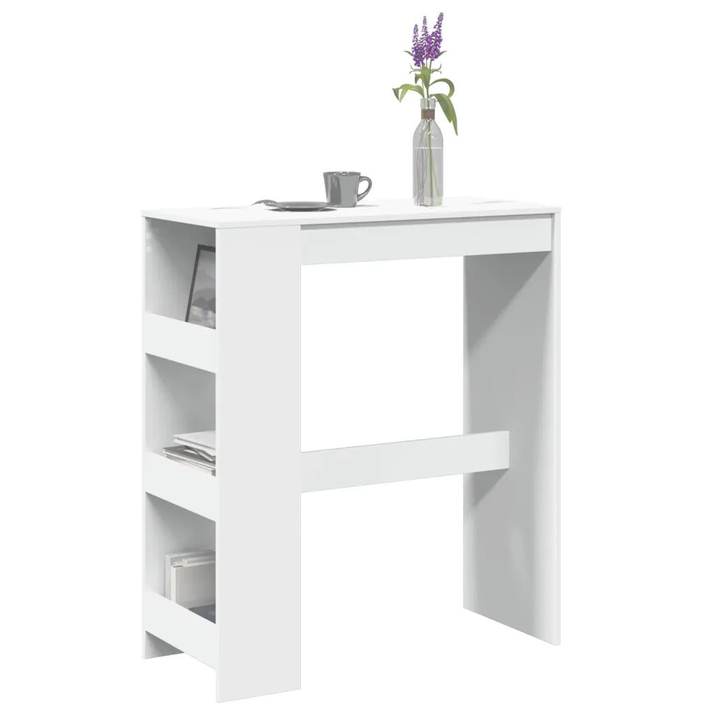 Tavolo Bar con Rastrelliera Bianco 90x40x103,5 cm Multistrato 854373