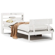 Letto singolo | Letto per adulti | Letto senza Materasso Bianco 90x190 cm in Legno Massello Pino
