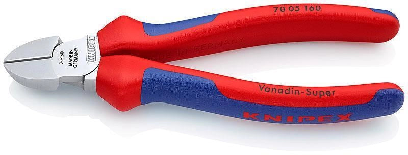KNIPEX 70 05 160 Tronchese Laterale 160 mm Acciaio al Vanadio Temperato ad Olio Durezza 62 HRC colore Acciaio