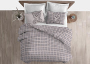Copripiumino Sacco Piumone Cotone Flanella Pensieri Delicati Orsetto Tartan - Singolo - Grigio