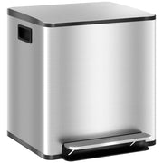 Pattumiera a Pedale 2 Scomparti ¨C Xylo ¨C 15L Acciaio Inox Coperchio Silenzioso 41.8x36.7x44cm