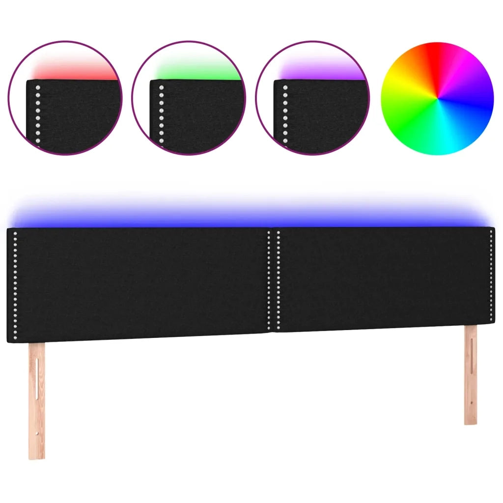 Testiera a LED-Testata con LED Nera 180x5x78/88 cm in Tessuto 483171