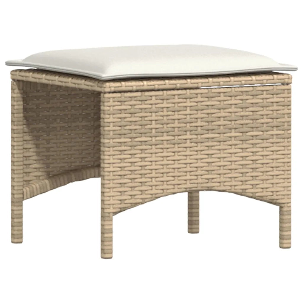 Set Divano da Giardino 4 pz con Cuscini a L Beige in Polyrattan