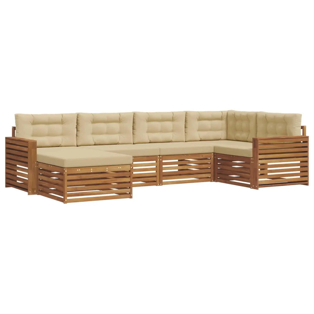 Set di divani da esterno con cuscino 6 pcs Naturale e Beige 3373748