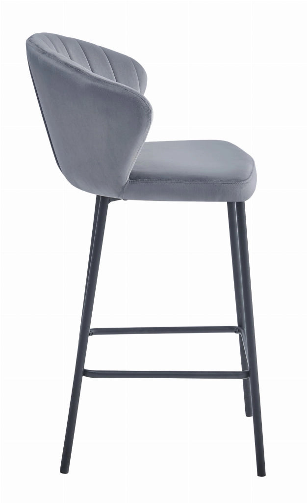 Sgabello Valora GATTA in velluto grigio scuro con gambe nere x3