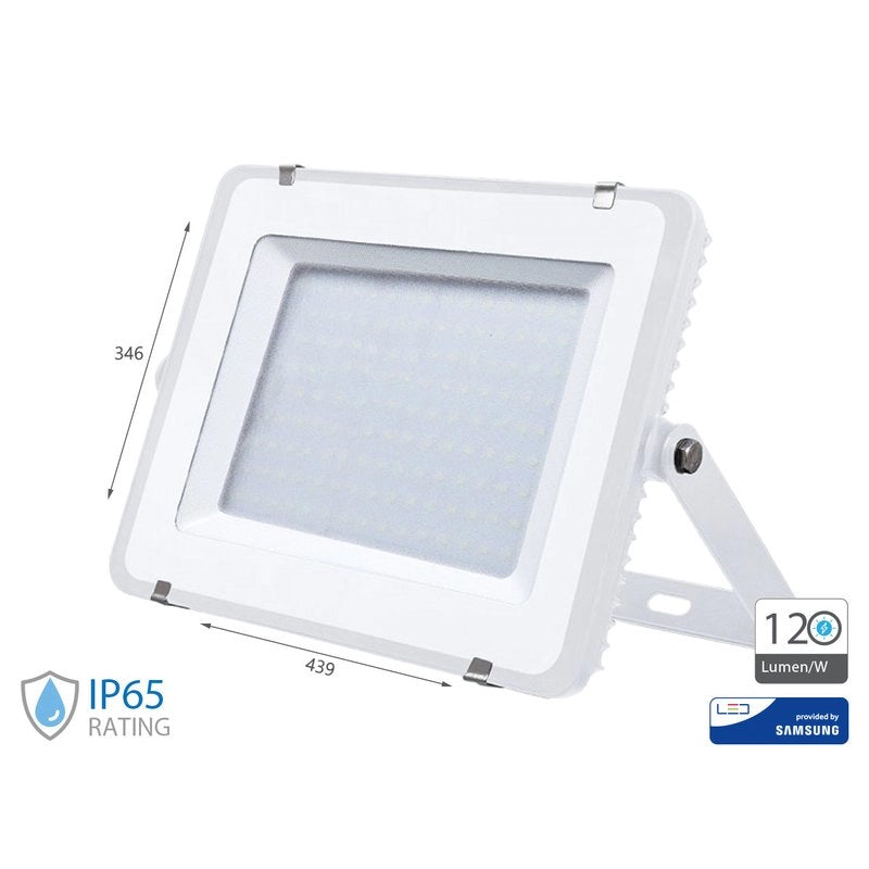 Faro Led Flood Slim Alta Luminosita 120lm/W 200W 24000lm Neutro 4000K Carcassa Bianca IP65 Chip Samsung SKU-787