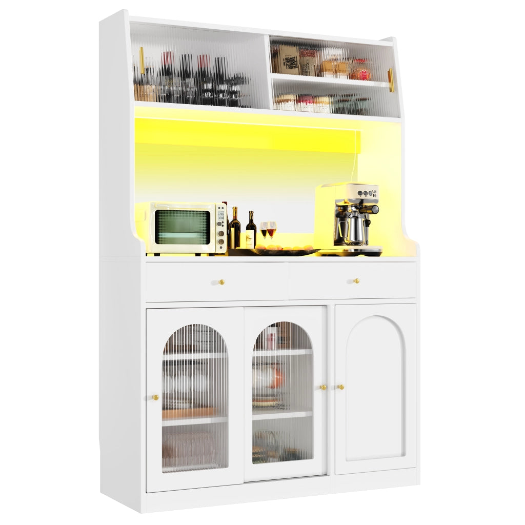 Credenza Buffet con Vetrina, LED e Cassetti ¨C MINIMAL ¨C Bianco