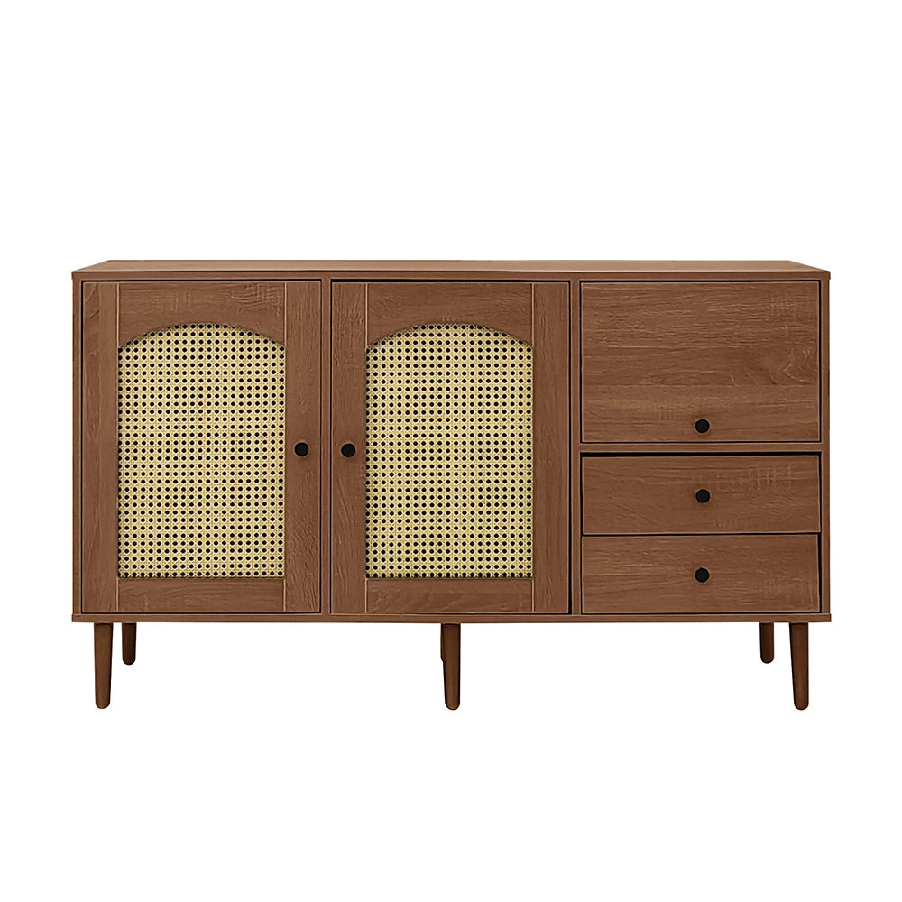 Buffet Rustico - Xylo - 130??75.5??40 cm - Porte in Ratan?? con Chiusura Magnetica