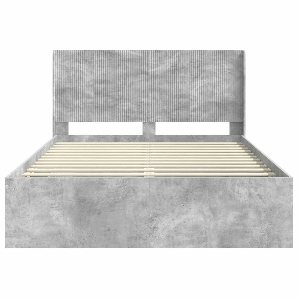 Struttura del letto con stoccaggio e testata Grigio Cemento 3413864