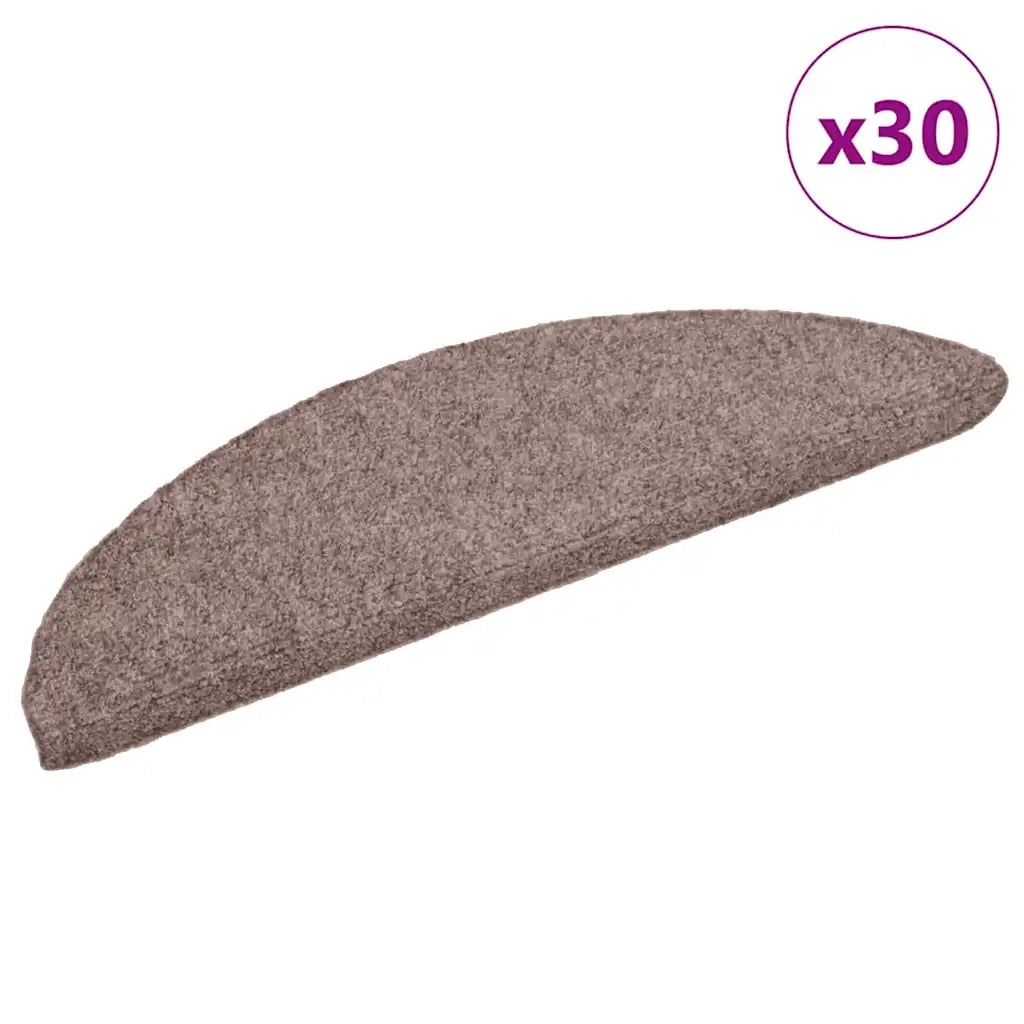 Tappetini per scale autoadesivi 30 pz | Gradini per Scale 56x17x3 cm Marrone Chiaro semicircolari