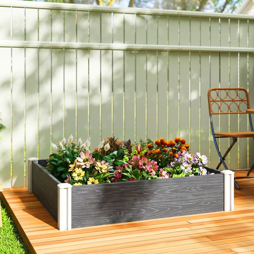 Letto da Giardino in Vinile con Fondo Aperto e Design a Incastro, 102x102x33 cm, Grigio Scuro