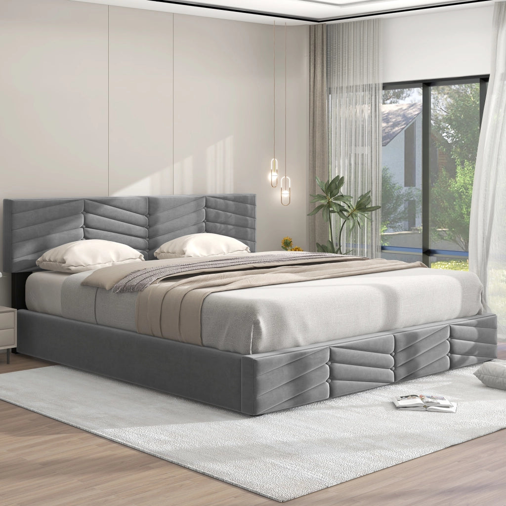 letto imbottito velluto grigio 160 x 200 cm
