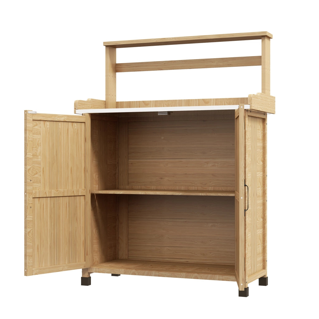 Tavolo da giardino con ripiano e scaffali ¨C zephmum ¨C legno di abete giallo