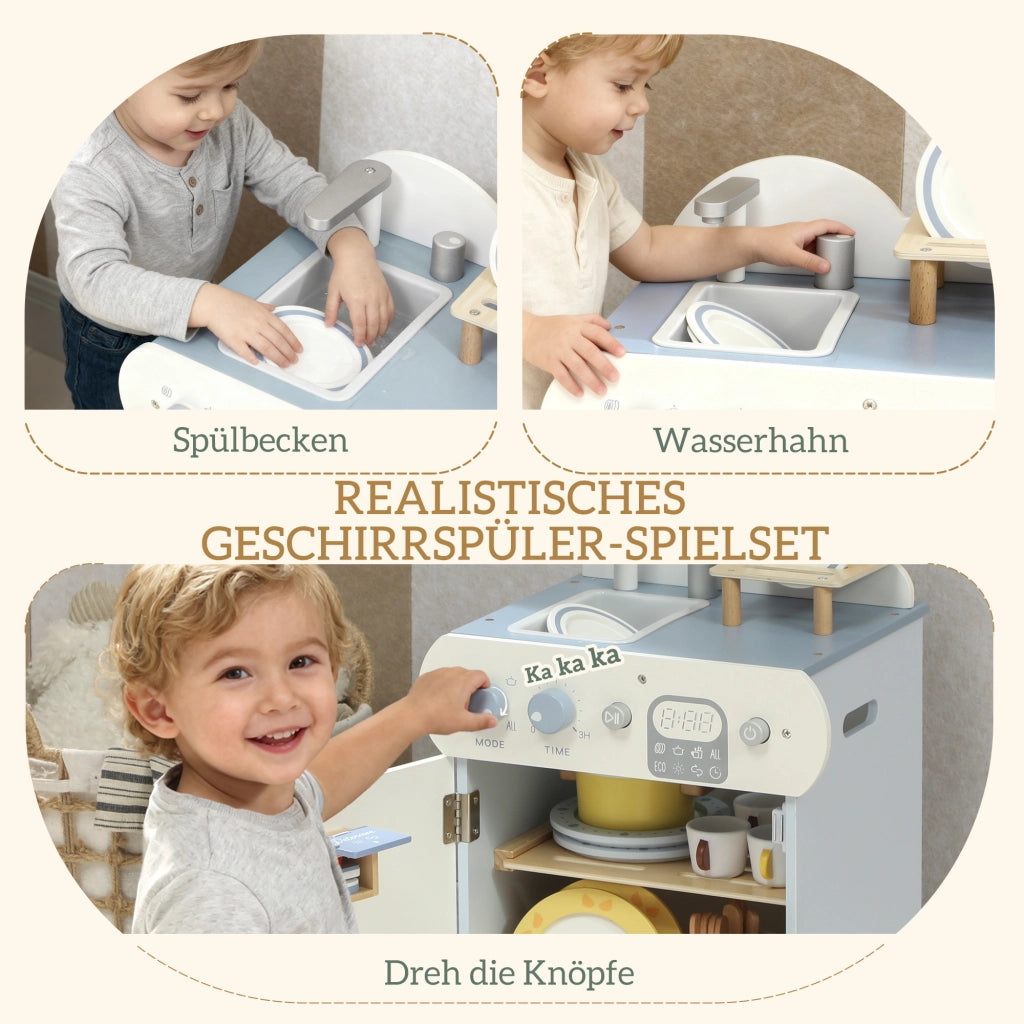 Cucina Giocattolo per Bambini ¨C Minimal ¨C Legno MDF, Colore Blu Chiaro