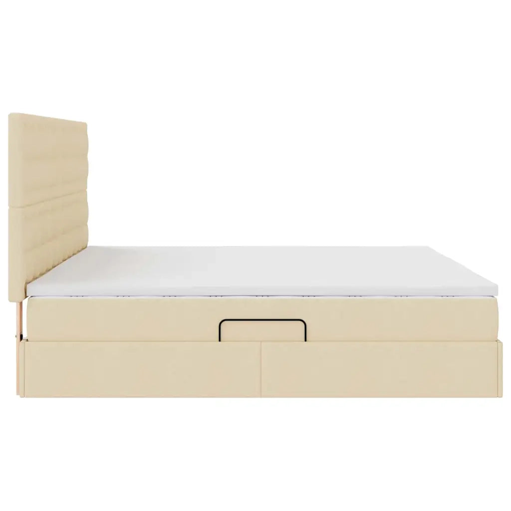 Letto con contenitore e materasso Crema 200 x 200 cm Poliestere 3371932
