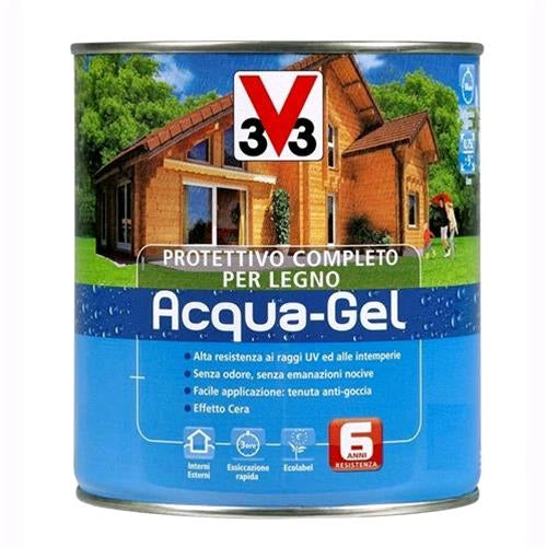 V33 Protettivo Completo Legno Acqua-Gel Colore Noce Chiaro 2,5 litri