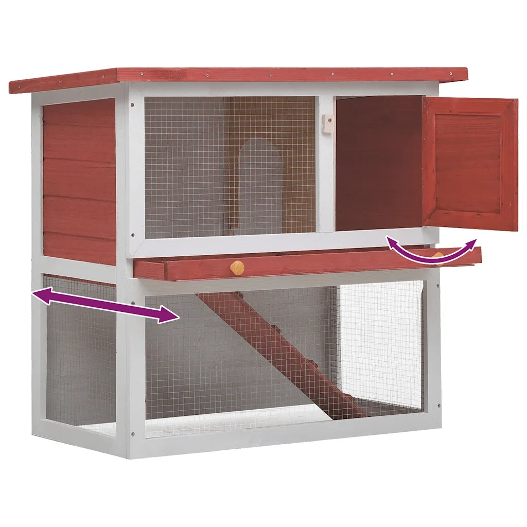 Conigliera per Esterni con 1 Porta Rosso in Legno CFW8527397