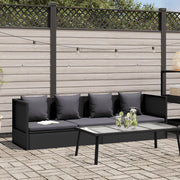 Lettino da Giardino con Cuscini in Polyrattan Nero