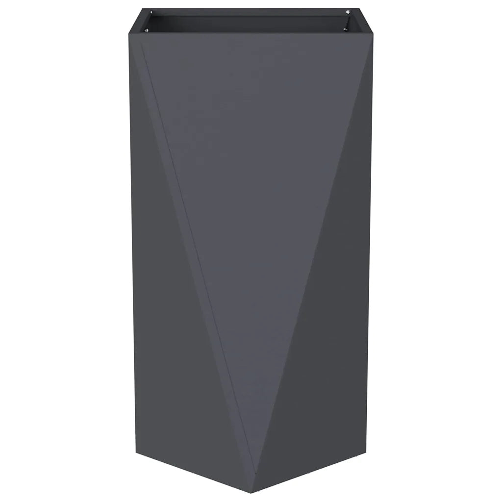 Fioriera rettangolare moderna per esterni 40 x 40 x 75 cm resistente agli agenti atmosferici e dal design elegante in acciaio antracite 02_0053024