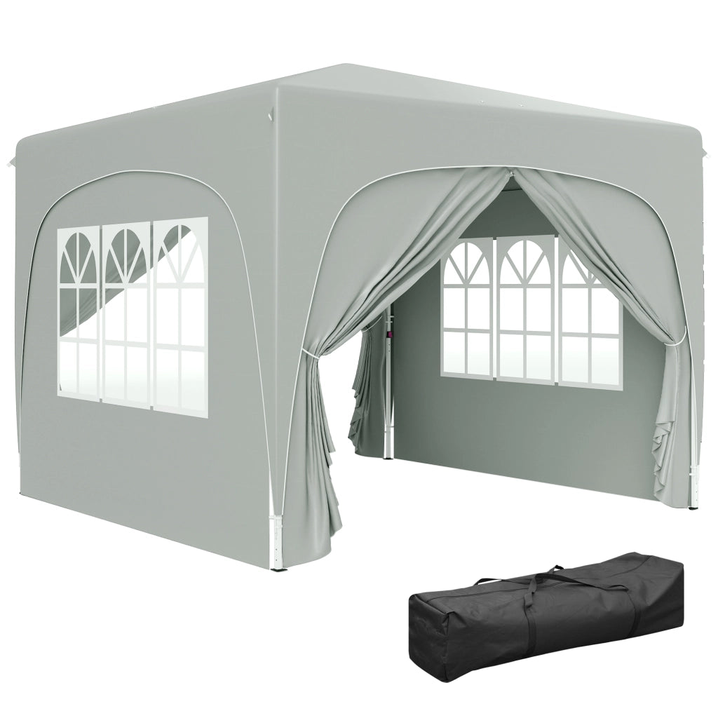 Carpa Plegable 3x3 m con 4 Finestrini e Copertura UPF50+ ¨C zephmum ¨C Grigio