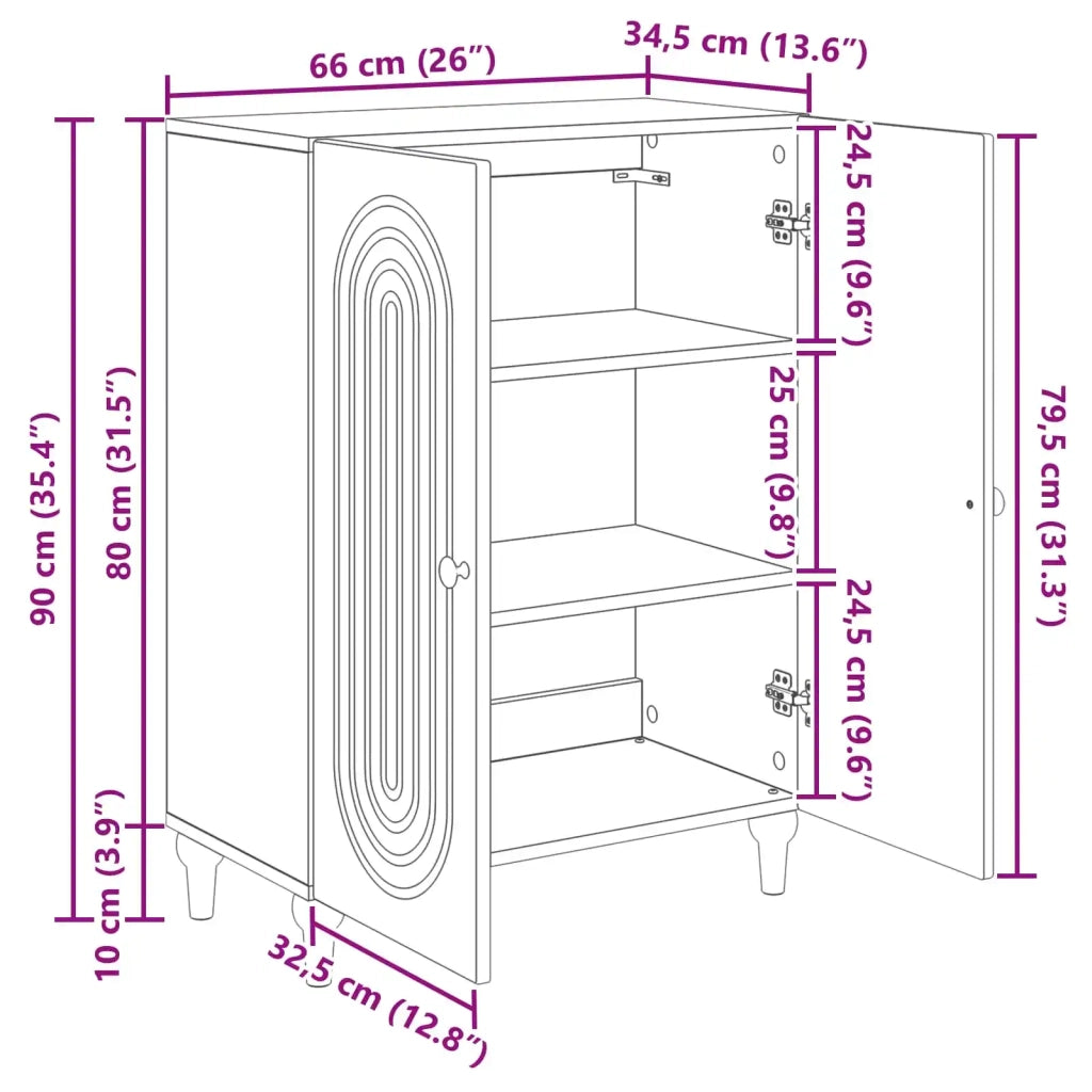 Credenza | Madia | Buffet da pranzo | Armadio da pranzo Rovere Fumo 66 x 34,5 x 90 cm Legno ingegnerizzato