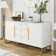 Credenza con 2 ante e 3 cassetti ripiani regolabili in MDF e PB bianca per soggiorno cucina 145 × 40 × 75 cm
