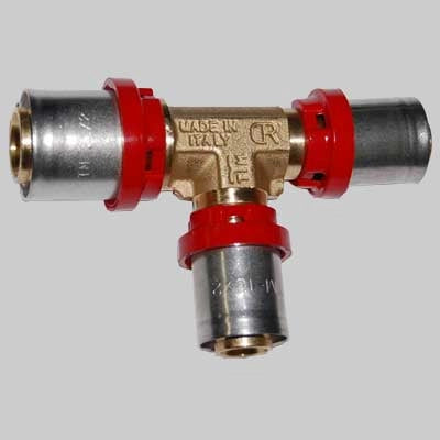 Raccordo a Tee Ridotto a pressare tiemme  32 x 32 x 20 Laterale     TIEMME