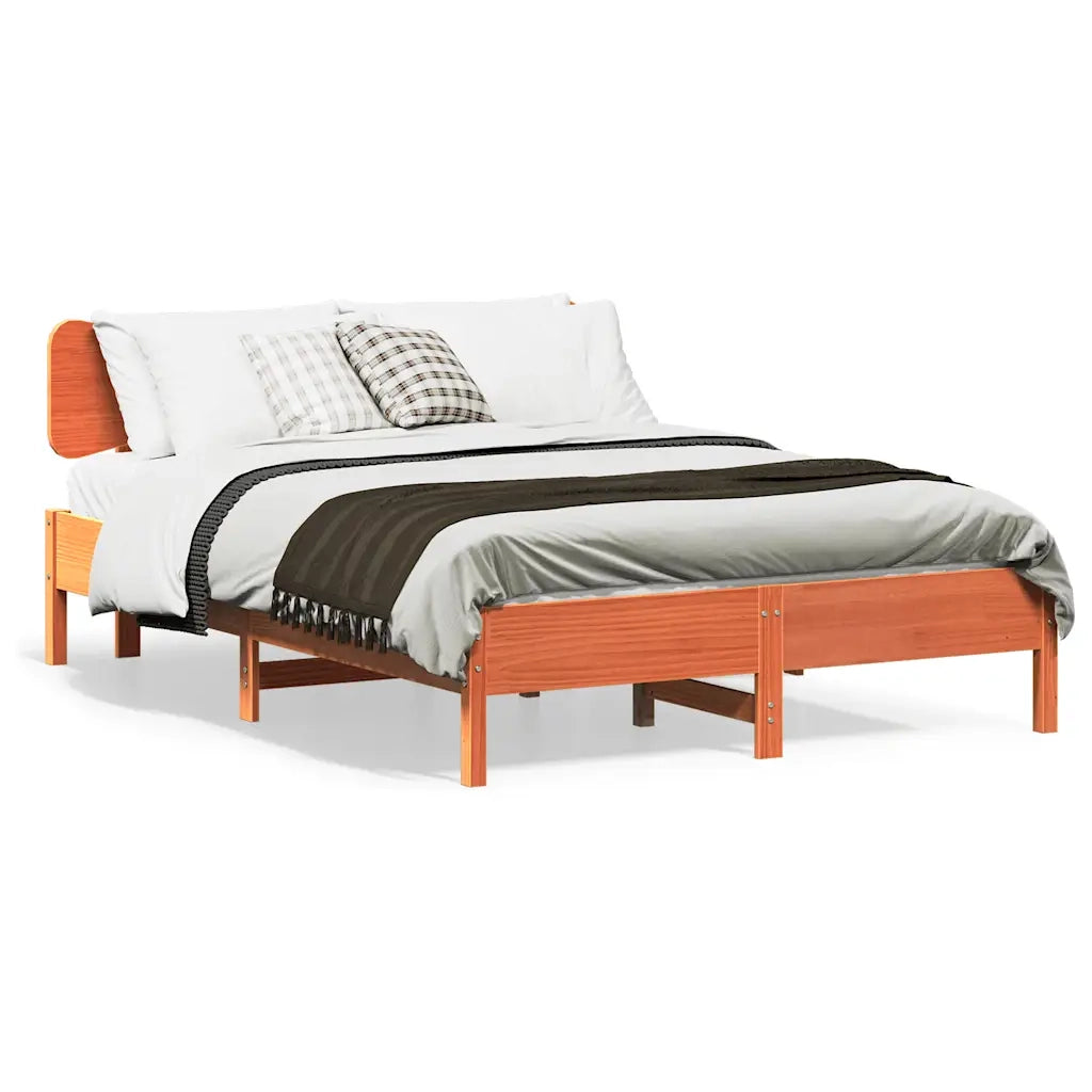 Giroletto senza Materasso-Struttura Letto Marrone Cera 135x190 cm Legno di Pino 447390