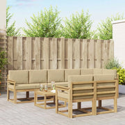 Set di divani da esterno 9 pz Bianco e Beige Poliestere 3387832