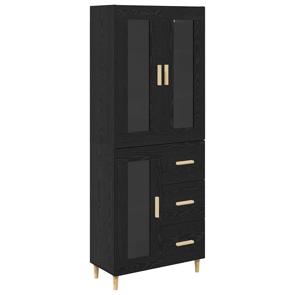 Credenza-Buffet-Armadio da cucina Rovere Nero 69,5 x 34 x 180 cm Legno multistrato 583852