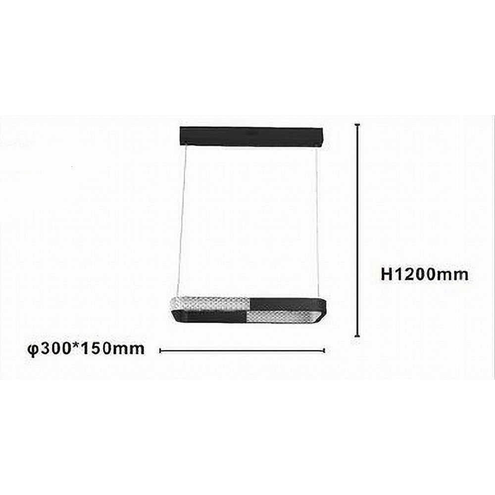 Trade Shop - Lampadario A Sospensione Led 18w Rettangolare Nero Cristallo Telecomando 32019 -