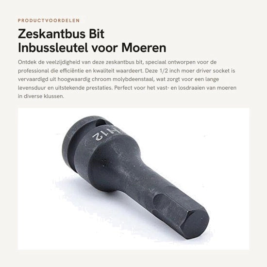Kit di accessori per slittello 1/2" - Alesaggio in acciaio inox molybdeno - Chiave ingessata - Cassetto di stoccaggio - Ideale per attrezzi da taglio - Pastiglia di protezione