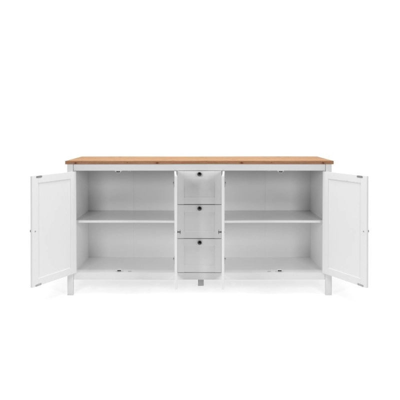 Madia Bergen51 con 4 ante e 3 cassetti colore bianco e rovere oak